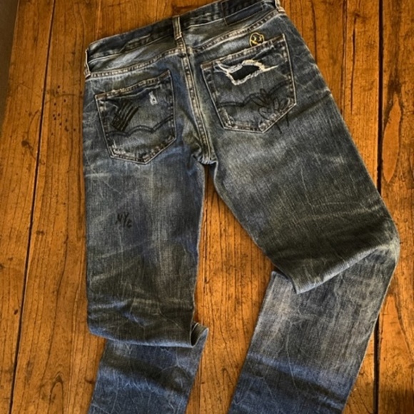 Women's American Eagle Distressed Embroidered Skinny Camera "Snap" Jeans 28 x 30 - Picture 4 of 16